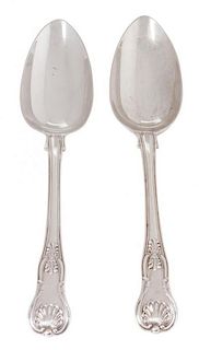 * Two George III Silver Serving Spoons, James Beebe, London, 1820, decorated with shell handle.