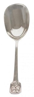 * An American Silver Berry Spoon, Tiffany & Co., New York, NY, in the "strawberry" pattern, stamped sterling. Engraved initials
