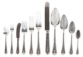 * An American Silver Flatware Service for Twelve, Dominick & Haff, retailed by J.E. Caldwell, in the Queen Anne pattern, compris