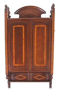 * A Mahogany Barber Wall Cabinet Height 38 x width 22 x depth 7 inches.