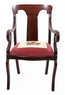 A Victorian Open Armchair Height 35 1/2 inches.