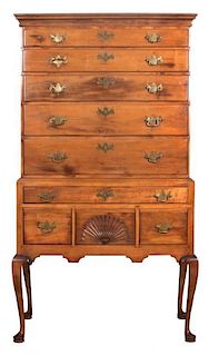 * An American Queen Anne Style Highboy Height 71 x width 38 x depth 20 1/4 inches.
