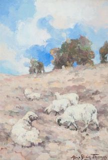 Alice Blair Thomas, (American, 1857-1945), Sheep Grazing, 1934