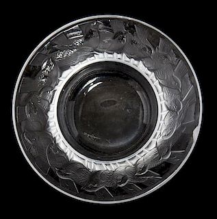 * A Lalique Molded and Frosted Glass Dish Diameter 3 3/4 inches.