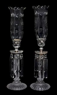 * A Pair of Baccarat Frosted and Clear Glass Figural Candlesticks Height 24 inches.