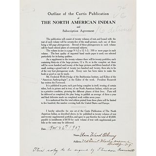 Edward S. Curtis, The North American Indian Subscription Agreement, Olney, Set #74, 1907
