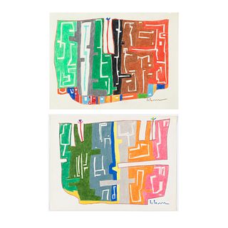Charles Loloma, Pair of Drawings, Abstractions with Paho