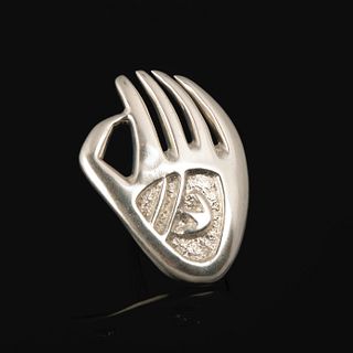 Charles Loloma + Pierre Touraine, Large Silver Badger Paw Ring