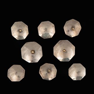 Charles Loloma, Set of Eight Silver Buttons with Gold Accents