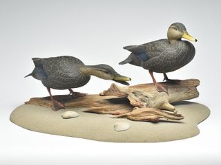 Excellent pair of decorative black ducks, Oliver Lawson, Crisfield, Maryland.