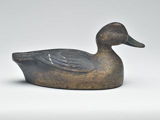 Hollow carved black duck, Bill Cooper, Verdun, Quebec, 2nd quarter 20th century