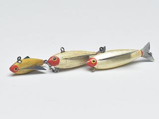 Three fish decoys, Ernie Newman, Carlton, Minnesota