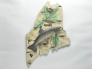 Exceedingly rare state of Maine double mount plaque, Lawrence Irvine, Winthrop, Maine.