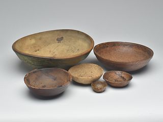 A collection of wooden bowls.