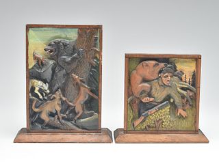 A pair of folk art carved bookends.
