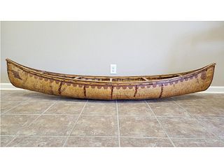 Early Maliseet or Mi'qmak, birch bark canoe model from Maine.