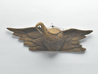 Vintage carved wall plaque in the style of a Bellamy eagle.