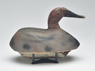 Canvasback drake, by a member of the Ducharme family, St Ambroise, Manitoba, 2nd quarter 20th century.