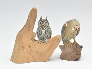 Two miniature owls, Harold Gibbs, Barrington, Rhode Island.