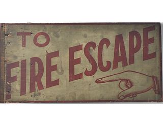 Early wooden fire escape sign, 1st quarter 20th century.