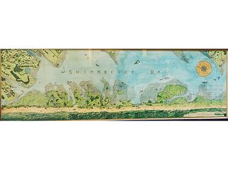 Impressive original watercolor map of Shinnecock Bay.