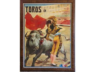 Large vintage bull fight poster from Spain.