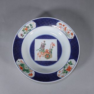 Blue and White Famille Rose Plate