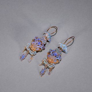 A pair of gilding silver tian-tsui lotus earrings