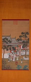 A Chinese figure painting, Chouying mark