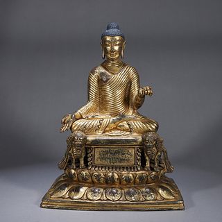 A copper Sakyamuni buddha statue