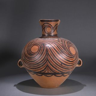 A painted ancient Majiayao pottery jar