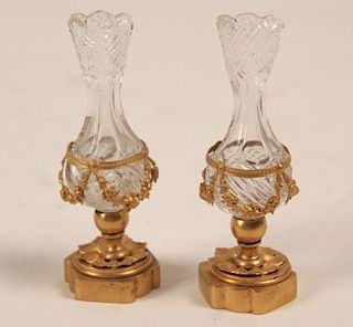 PAIR OF FRENCH DORE MOUNTED BACCARAT CRYSTAL VASES