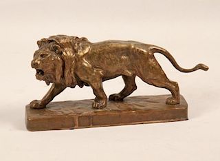 VIDAL, 19TH C. BRONZE SCULPTURE OF A LION