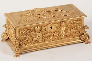 19TH C. FRENCH DORE BRONZE HINGED CASKET