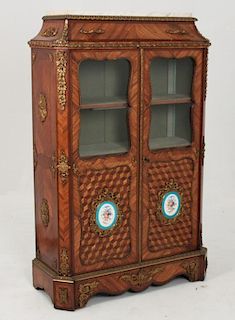 FRENCH BRONZE MOUNTED KINGWOOD BIBLIOTECH WITH SEVRES PLAQUES