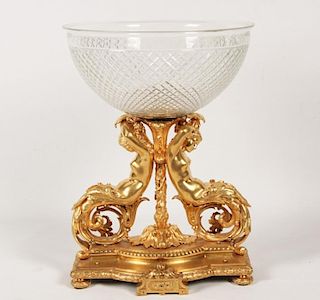 LARGE FRENCH DORE BRONZE AND CRYSTAL CENTER PIECE