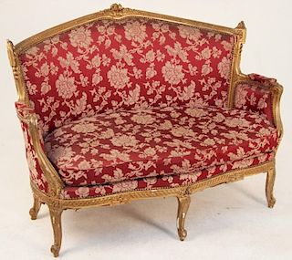 19TH C. LOUIS XV STYLE CARVED GILTWOOD CANAPE