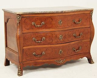LOUIS XV STYLE BRONZE MOUNTED MARBLE TOP COMMODE
