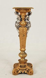 FRENCH GILT AND SILVER METAL PEDESTAL