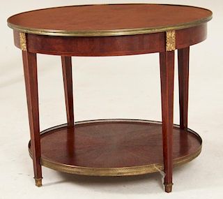 LOUIS XV STYLE BRONZE MOUNTED MARQUETRY BOUILLOTTE TABLE