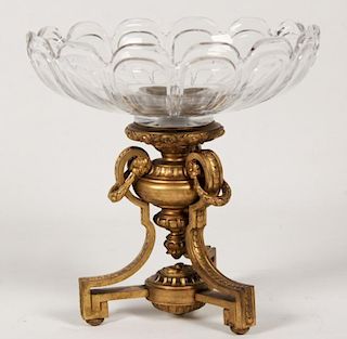 FRENCH GILT BRONZE AND BACARRAT CRYSTAL CENTER PIECE