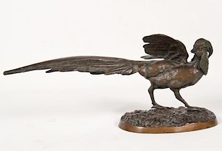 FRENCH BRONZE PHEASANT WITH GOOD RICH BROWN PATINA