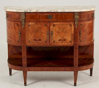 19TH C. LOUIS XV STYLE BRONZE MOUNTED MARBLE TOP BUFFET