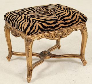 FRENCH LOUIS XV STYLE CARVED GILTWOOD TABOURET