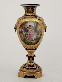 19TH C. FRENCH BRONZE MOUNTED 36" SEVRES PORCELAIN URN