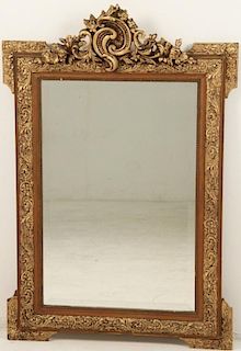 FRENCH LOUIS XV STYLE CARVED GILTWOOD MIRROR