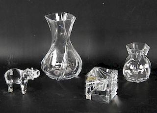 4 PIECE MISCELLANEOUS LOT OF SIGNED CRYSTAL