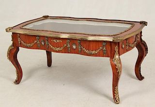 LOUIS XV STYLE BRONZE MOUNTED LOW SPECIMAN TABLE