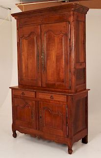 19TH C. PROVINCIAL FRENCH CHERRY BUFFET DEUX CORPS