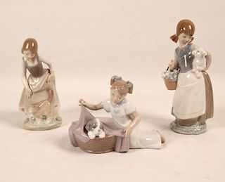 GROUP OF 3 MISCELLANEOUS LLADRO PORCELAIN FIGURINES